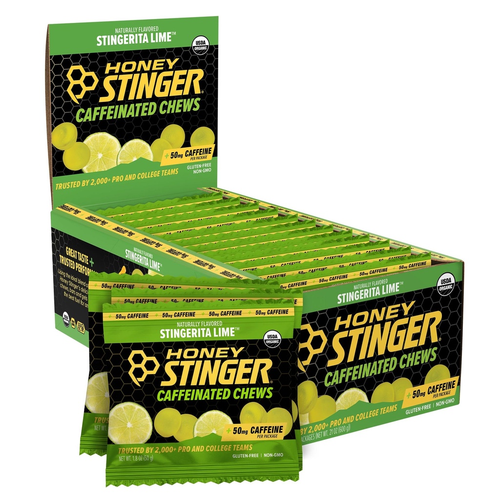 Honey Stinger Stingerita Lime Caffeinated Energy Chew, Gluten Free, mit Koffein, für Übung, Laufen und Performance, Sporternährung für Home & Gym, Pre und Mid Workout, 12 Pack