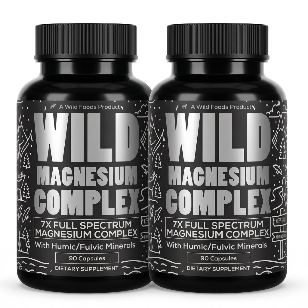 Aliments sauvages Supplément complexe de magnésium avec 7X formes de haute absorption, spectre complet, digestion facile de 500mg Glycinate, Bisglycinate, Malate, Orotate, Citrate, Taurate de 90 Capsule (paquet de 2)
