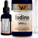 WellnessOne Iodine Tropfen für Schilddrüsenunterstützung - Fast Acting Liquid Iodine Supplement von Kaliumjodid - Toll für Immunität & Kognition & Maximiert die Eisenabsorption - 1.67 fl oz