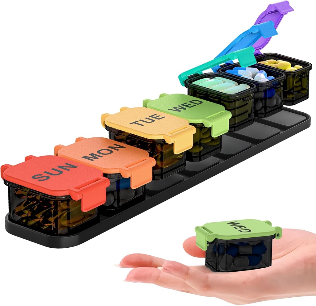 Extra Large Weekly Pill Organizer - Wasserdichte 7-tägige Pille Box, Portable Vitamin & Supplement Case, einfach zu öffnen Design, ideal für Reise- und Tägliche Medikamente Management