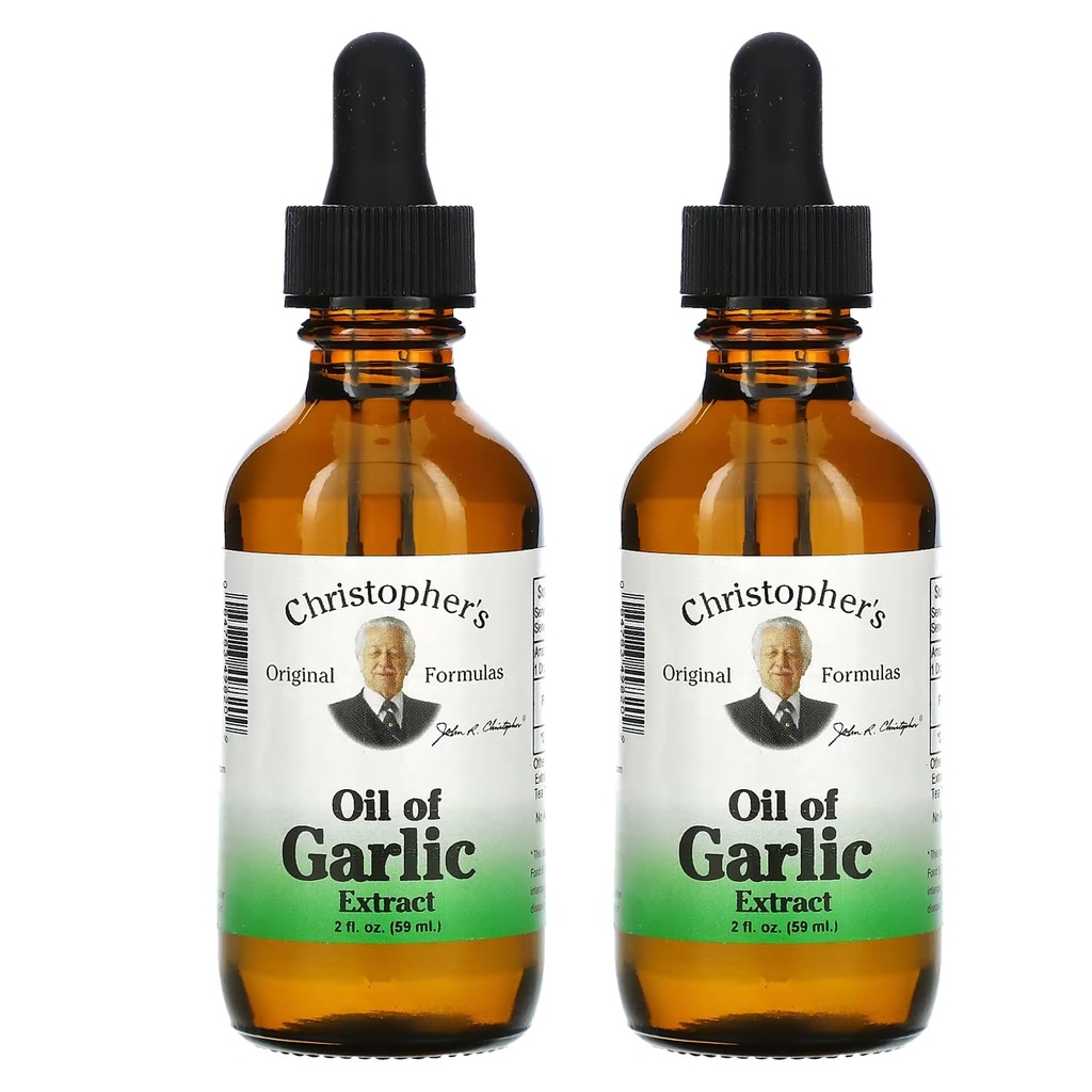 Christopher's Original Formeln Öl von Knoblauch Extrakt 2 Unzen - Paket von 2 - Premium Kräuter-Ergänzung - Cold-Pressed & Pure Liquid Knoblauch Öl | Vielseitige Verwendung