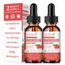 Drop liquide de Glycinat de magnésium - Supplément triple absorption pour soutenir les nerfs, le sommeil, le calme, le cœur, les muscles * -Sans sucre avec potassium, L-théanine, mousse de mer, vitamine B,C,D3, K2-2Pack