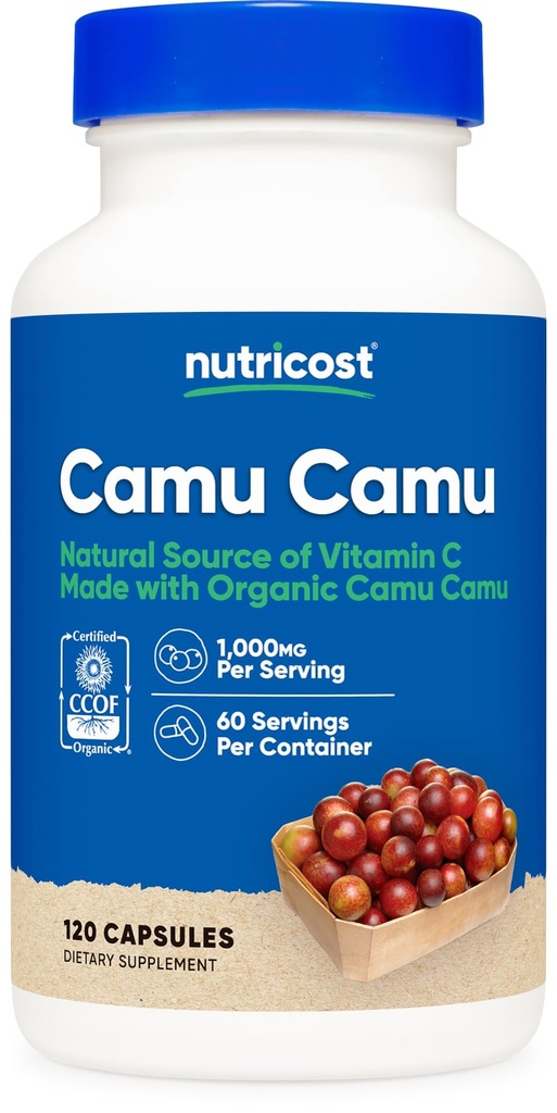 Nutricost Camu Camu 1000mg, 120 Kapseln - CCOF Zertifiziert Made with Organic, Non-GMO und Gluten Free