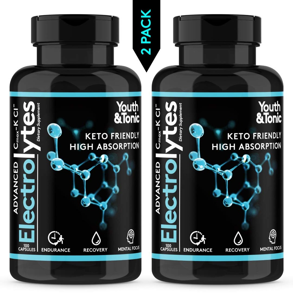 Komplette Elektrolyt-Ergänzung mit hoher Bioverfügbarkeit und Cmax Chloride Kalium Magnesium für Endurance Muscle Recovery Mental Focus. Schnelle Rehydrierung Salts und Keto Freundliche Pillen mit 200 Mützen