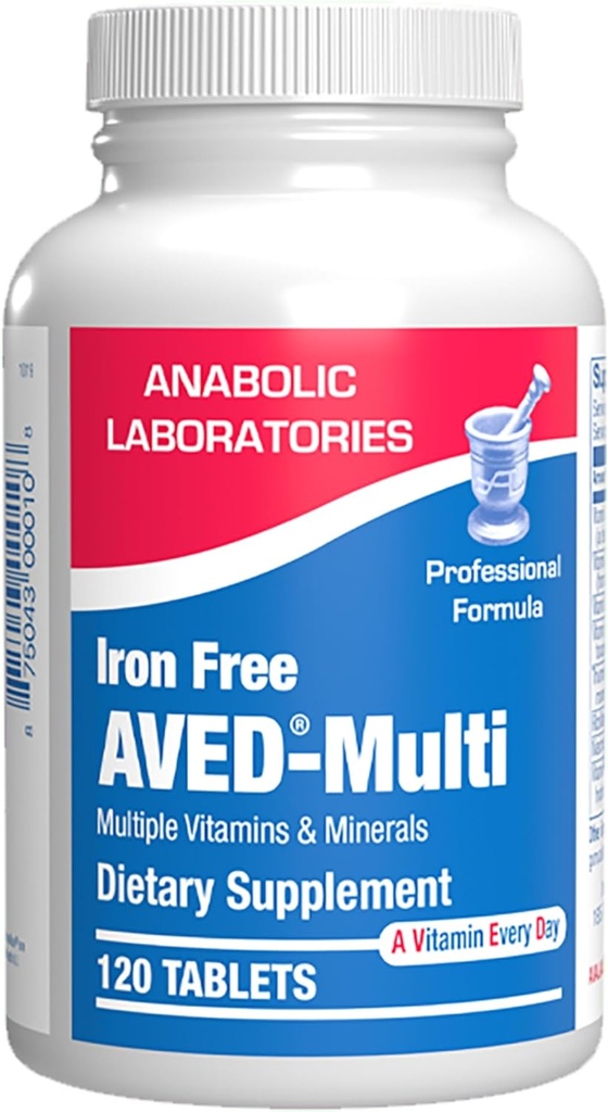 Iron Free Daily Multivitamin für Männer und Frauen, 120 Tabletten - AVED Daily Multi Vitamin and Minerals Health Supplement - Vitamine A, C, D, E, Vitamin B Complex, Zink, Calcium, Magnesium, Mehr