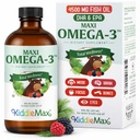 Supplément Maxi Health Omega 3 pour les enfants – Kosher Omega 3 Enfants Huile de poisson liquide avec DHA & EPA – Supplément d'huile de poisson liquide avec un parfum fruité pour soutenir l'humeur, le cerveau, la concentration, les os et les yeux (8 oz)