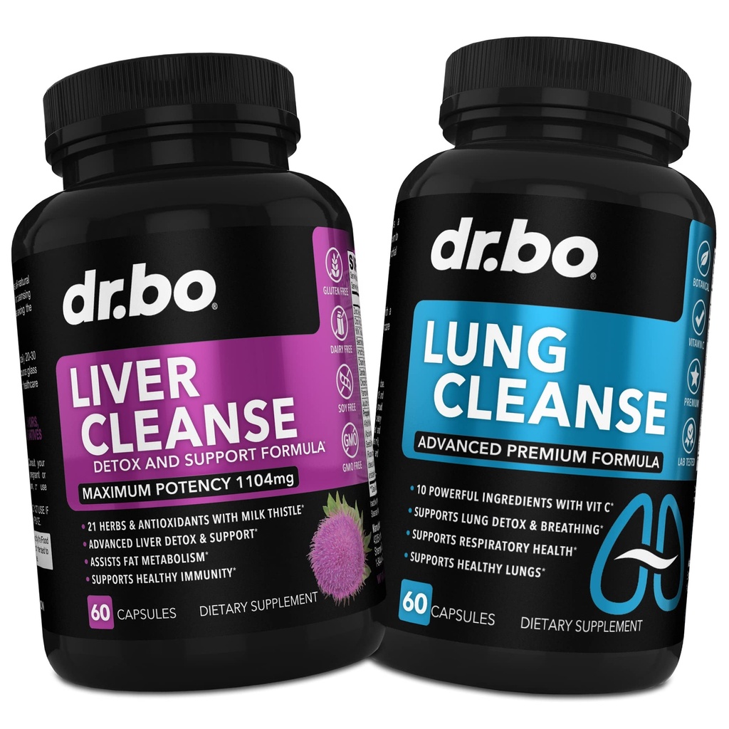 DR. BO Liver Cleanse & Lung Support Pillen - Kräuterreiniger Formeln zur Unterstützung von Leber & Lung Health
