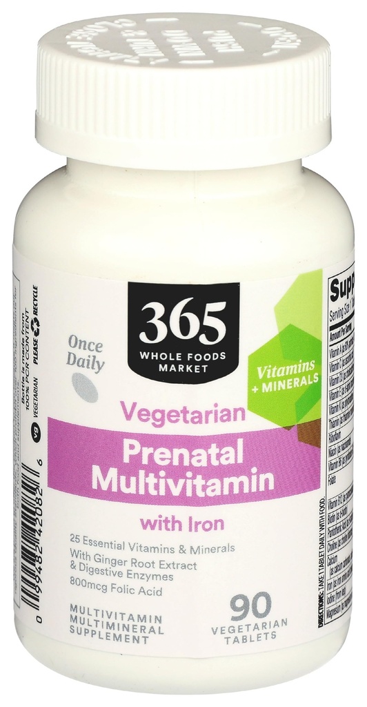 365 par Marché des aliments entiers, Multivitamine prénatale avec le fer, Végétarien, 90 Compte