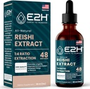 Supplément de champignons Reishi - Absorption plus rapide que les capsules ou la poudre de champignons Reishi - Notre extrait de champignons Reishi favorise la longévité - Teinture de champignons Reishi - 2 Fl Oz par E2H