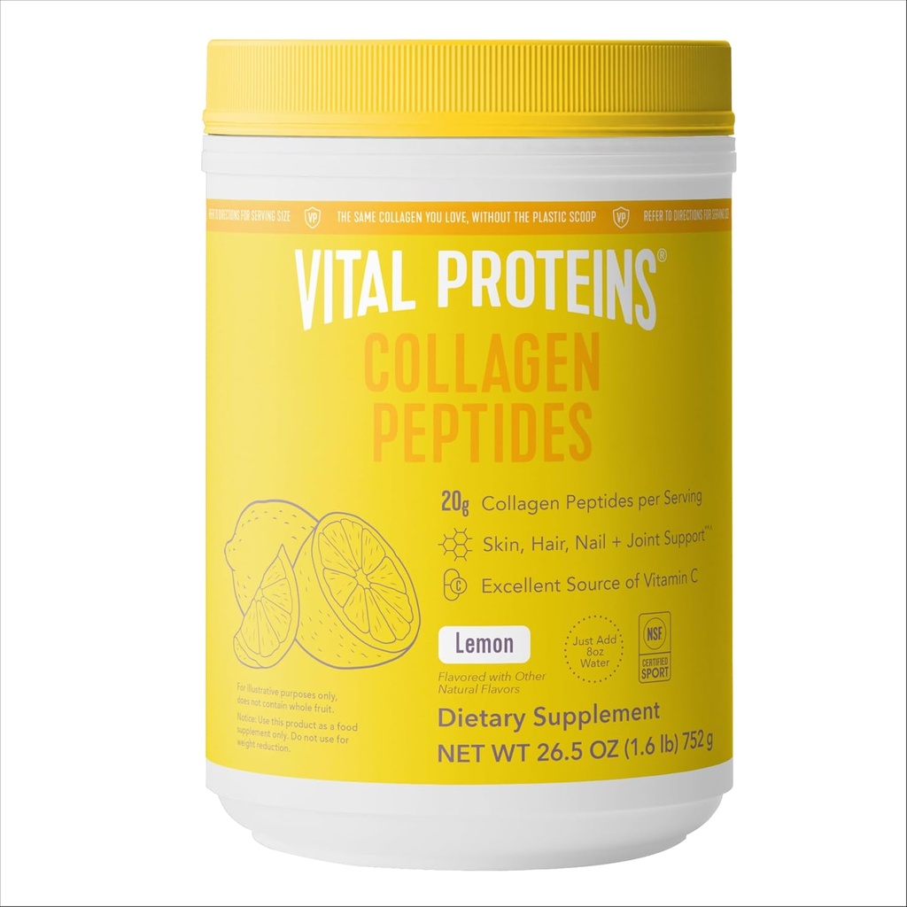 Vitalproteine Kollagenpeptide Pulver, fördert Haar, Nagel, Haut, Knochen und Gelenkgesundheit, Zitronen 26.5 Unze