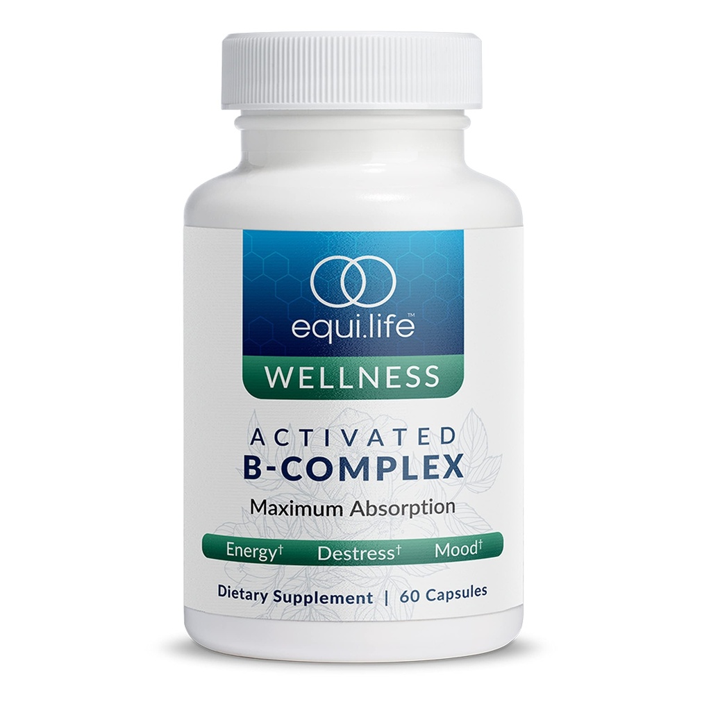 Equilife Activated B Complex, Super B Complex Nahrungsergänzung mit Biotin, Inositol, B12 & B6, Choline & Folate zu unterstützen Energie & Haar, Haut, Nagelgesundheit, Glutenfrei, Vegan, Non GMO, 60 Kapseln