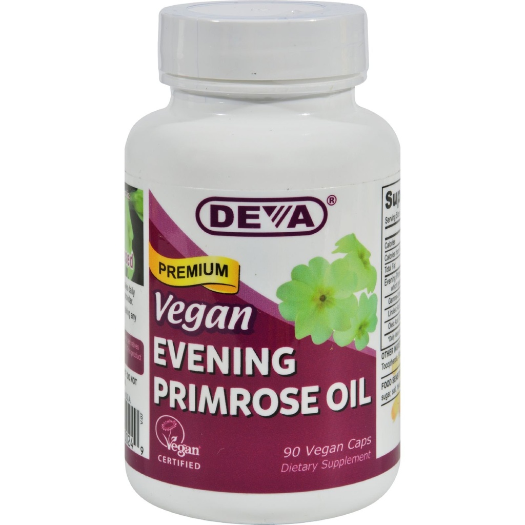 Deva Vegan Abend Primrose Öl - Unrefined - Kalt gepresst - Glutenfrei - 90 Vegan Kapseln (Pack von 2)