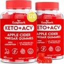 Apfelessig-Gummien, Keto ACV-Gummien mit Probiotika, Vitamin B12 & Keto-Unterstützung, 2000 mg ACV mit Mutter für Verdauung, Stoffwechsel, Saubere & Detox-Diät, Vegan, Low Sugar, 120 Zähler
