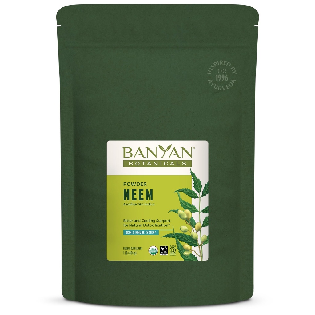 Banyan Botanicals Neem Powder – Organic Neem Leaf Supplement (Azadirachta Indica) – für Hautgesundheit, Immununterstützung und natürliche Entgiftung* – 1 lb. – Non-GMO Sustainable Sourced FFL Fair Trade