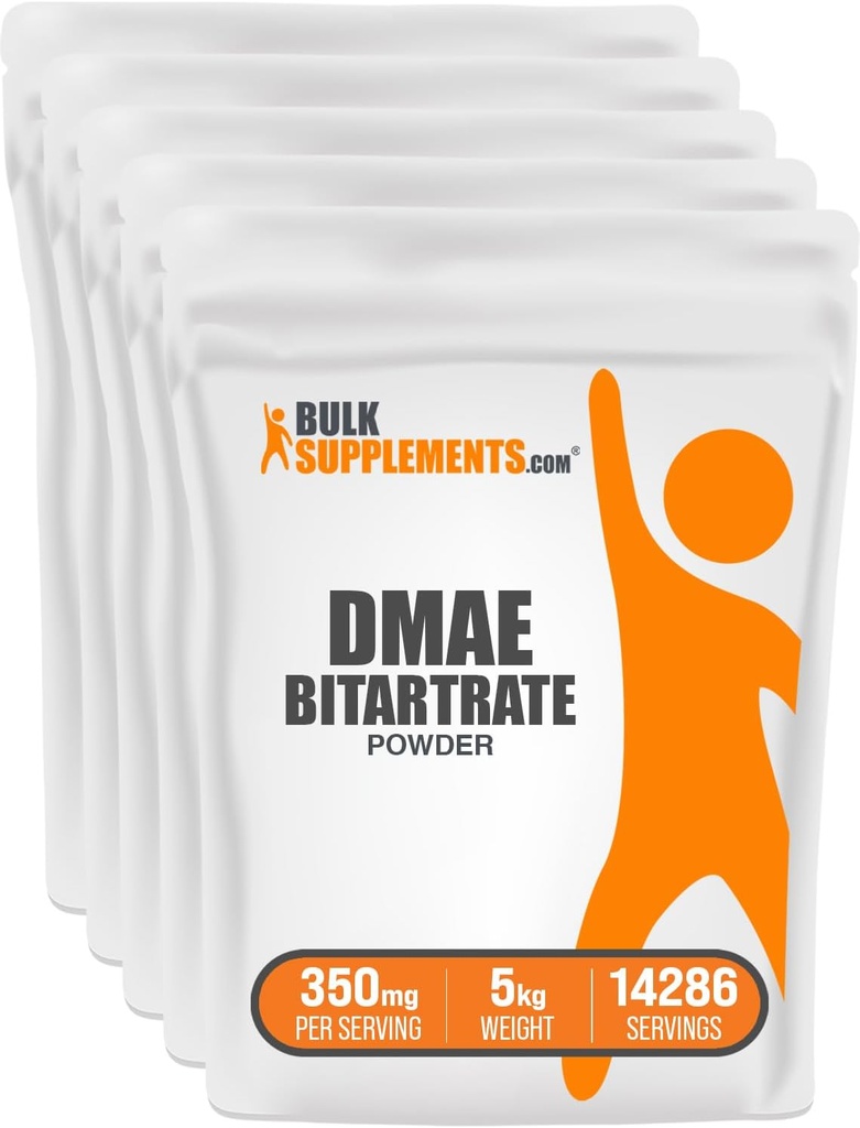 BulkSupplements.com DMAE Bitartrate Powder - Dimethylaminoethanol Bitartrate, DMAE Supplement - Unflavored & Glutenfrei, 350mg pro Servierung, 1kg (2.2 lbs) (Pack von 5)
