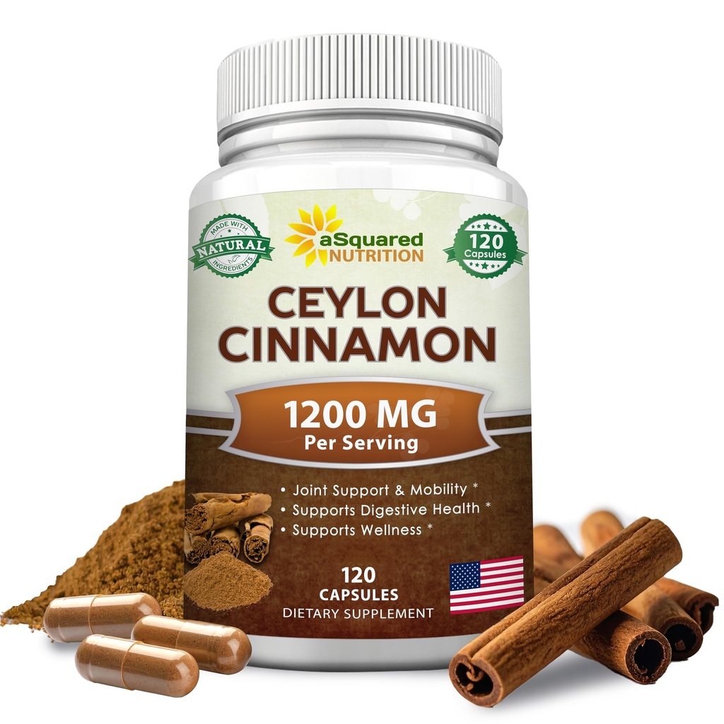 Natürliche Ceylon Cinnamon 1200mg - 120 Kapseln, wahre Cinnamon aus Sri Lanka, Extrakt Ergänzung Pillen fördert Herzgesundheit