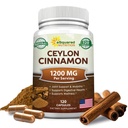 Natürliche Ceylon Cinnamon 1200mg - 120 Kapseln, wahre Cinnamon aus Sri Lanka, Extrakt Ergänzung Pillen fördert Herzgesundheit