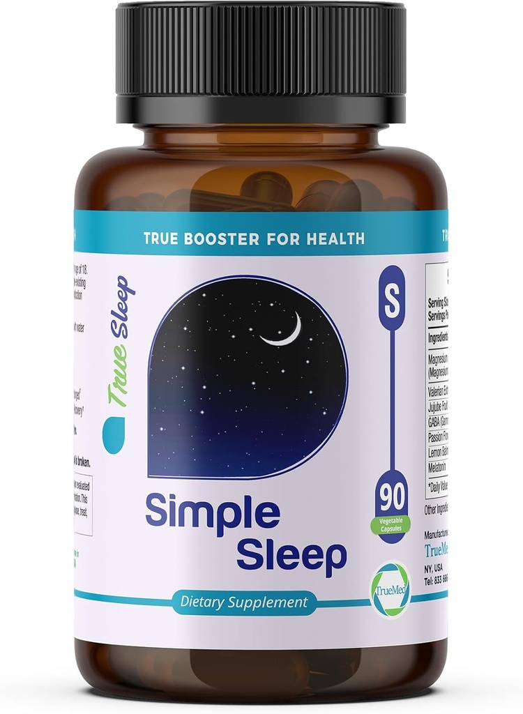 Schlafunterstützungsergänzung Natürliche Entspannung, Formel Magnesium Glycinat, Valerian Extract, GABA, Melatonin, Passion Flower, Zitronenbalsam & Promote Calm & Verbesserung Schlafqualität 90 Kapseln