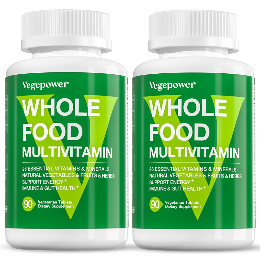 Multivitamine d'aliments entiers végétaliens pour les hommes, multivitamines méthylées pour les hommes et les femmes, supplément de fruits et légumes biologiques, mélange d'herbes et de champignons, Omégas végétaux, tous naturels, non OGM, 180 comtes