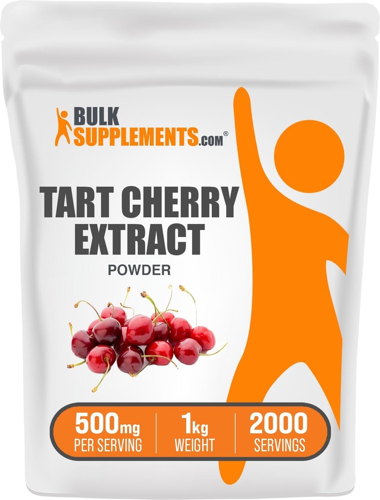 BulkSupplements.com Tart Cherry Extract Powder - Tart Cherry Supplément, supplément à base de plantes - source antioxydante, sans gluten, 500mg par portion, 5kg (11 lbs) (paquet de 5)