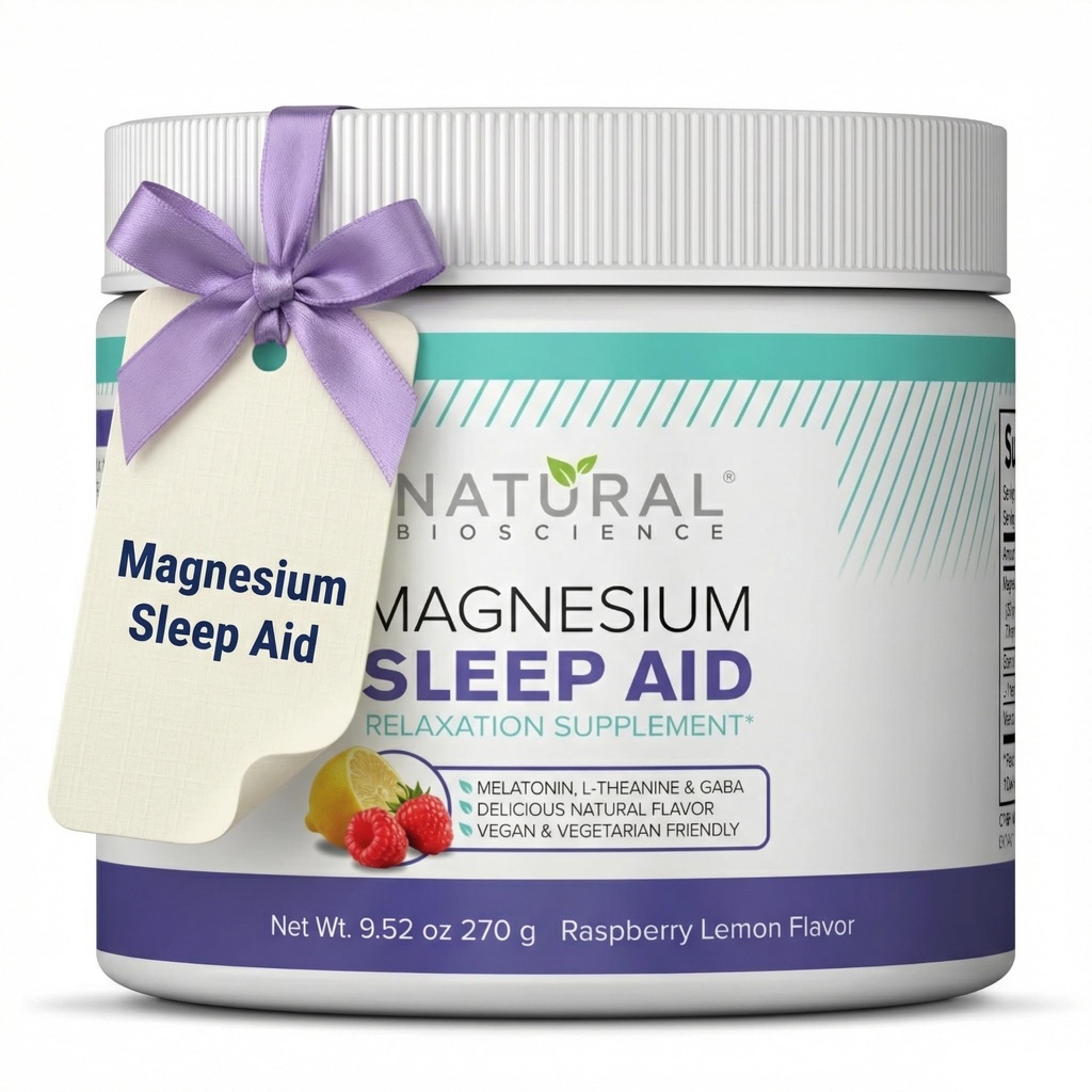 Magnesium Sleep Night Time Powder - Magnesium Citrate, Magnesium Glycinate mit Melatonin, L-Theanin und GABA Schlafhilfe, natürliche Schlafergänzung, Vegan, Glutenfrei, Himbeer Zitronengeschmack