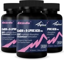 CoQ10 100mg + Acide R-Lipoique 200mg par portion, 3 mois d'approvisionnement, jusqu'à 5X Absorption améliorée, R-Lipoic Acid/CoQ10 Supplément pour la santé cardiaque et la santé cognitive-180 Capsules