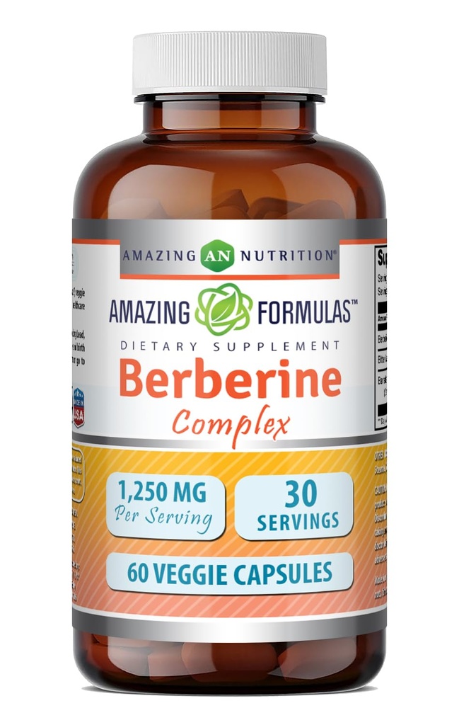 Erstaunliche Formeln Berberine mit Bitter Melon & Banaba Extrakt Complex | 1250 Mg pro Servieren | Veggie Kapseln | Non-GMO | Gluten-Free | Made in USA (60 Count | 1 Pack)