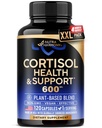 Cortisol Ergänzung für Frauen - Heilige Basilikum | Ashwagandha | Rhodiola | L-Theanine - Pflanzenbasierte Hormon Balance - Stimmung, Fokus & Schlaf Unterstützung - Made in USA - Vegan, Non-GMO - 120 Kapseln für 4 Monate