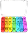 Odaro Weekly Pill Organizer 4 Mal pro Tag, Tägliche Pille Box 7 Tag, große Reise Pille Fall mit 28 Kompartment, Medizin, Vitamin und Nahrungsergänzung zu halten - White Case