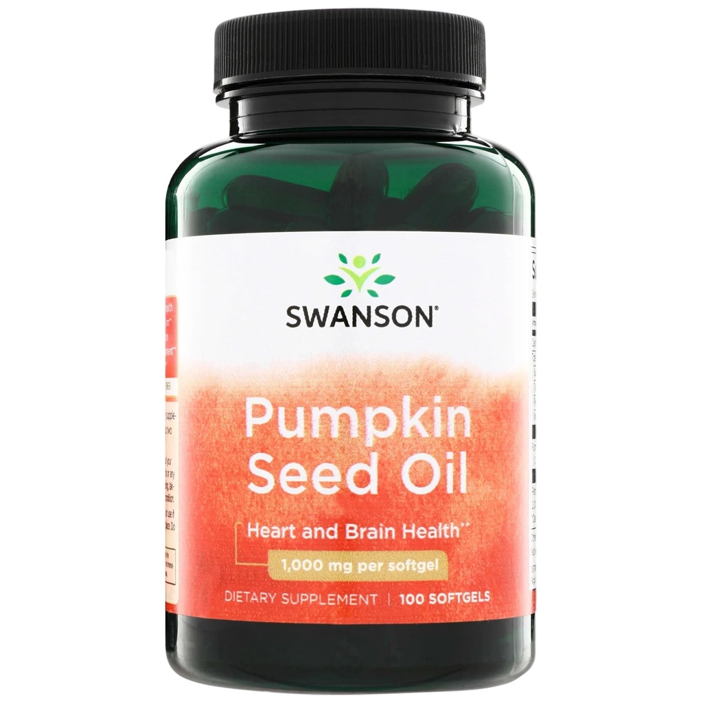 Huile de graines de citrouille de Swanson - Haute Biodisponible EFA - (100 Capsules Softgel, 1000mg chacune)