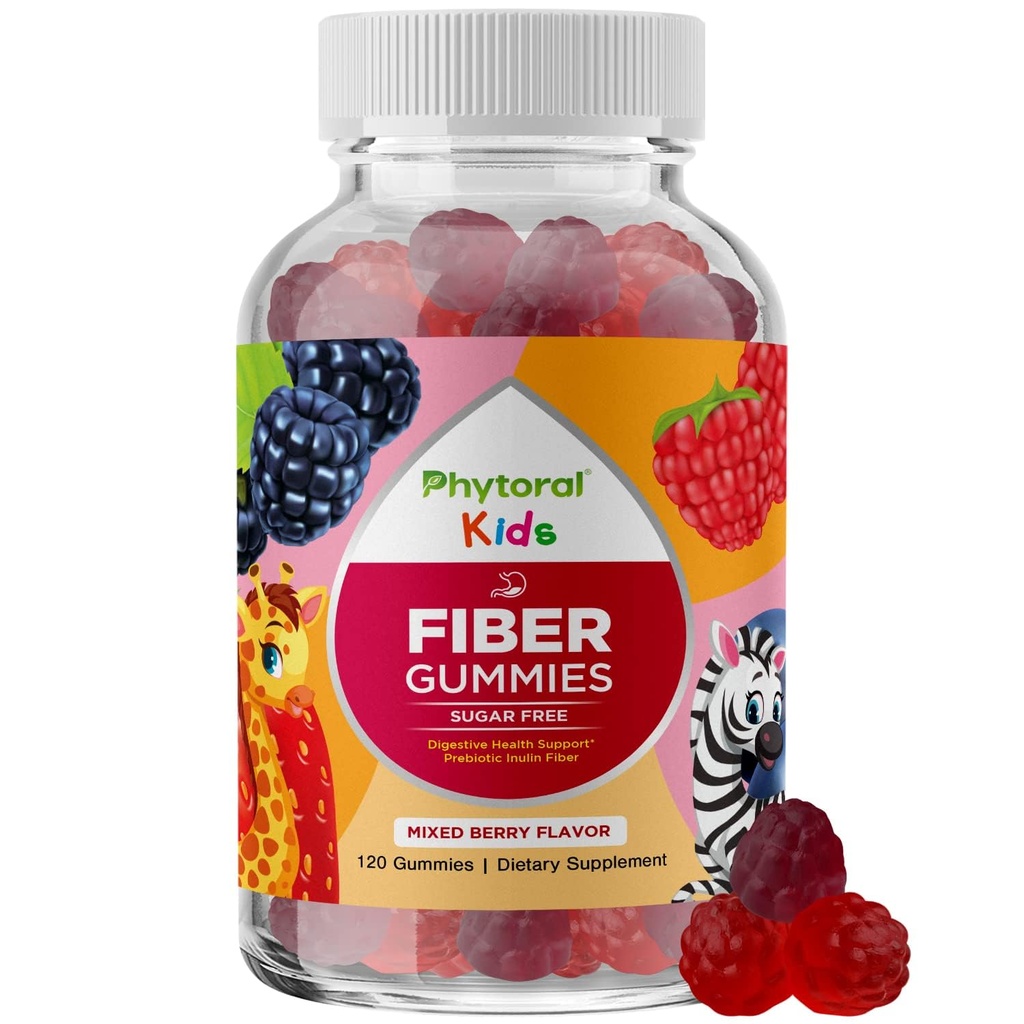 High Prebiotic Fiber Gummis für Kinder - Nahrungsfaser-Ergänzungen für Verdauung & Verstopfung - Chicory Root Kinder Immungummis - Non-GMO & Vegan Verdauungsergänzungsmittel - 120 Count