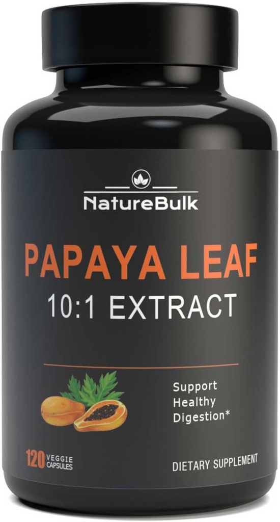Papaya Blatt Extrakt Kapseln - 10X Stärke, 120 Veg Kapseln, Immun Gut & Super Verdauungsmedizin