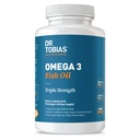 Dr. Tobias Omega 3 Fish Oil, 2000mg Triple Strength mit 800mg EPA 600mg DHA Per Servieren, Fish Oil Omega 3 Ergänzungen für Herz, Gehirn & Immununterstützung, 90 Softgels, 45 Servietten