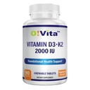 Vitamin D3 + K2 2000IU Chewable for Bone Health Support, 90 vegetarische Kautabletten, bis zu 3-Monats-Versorgung