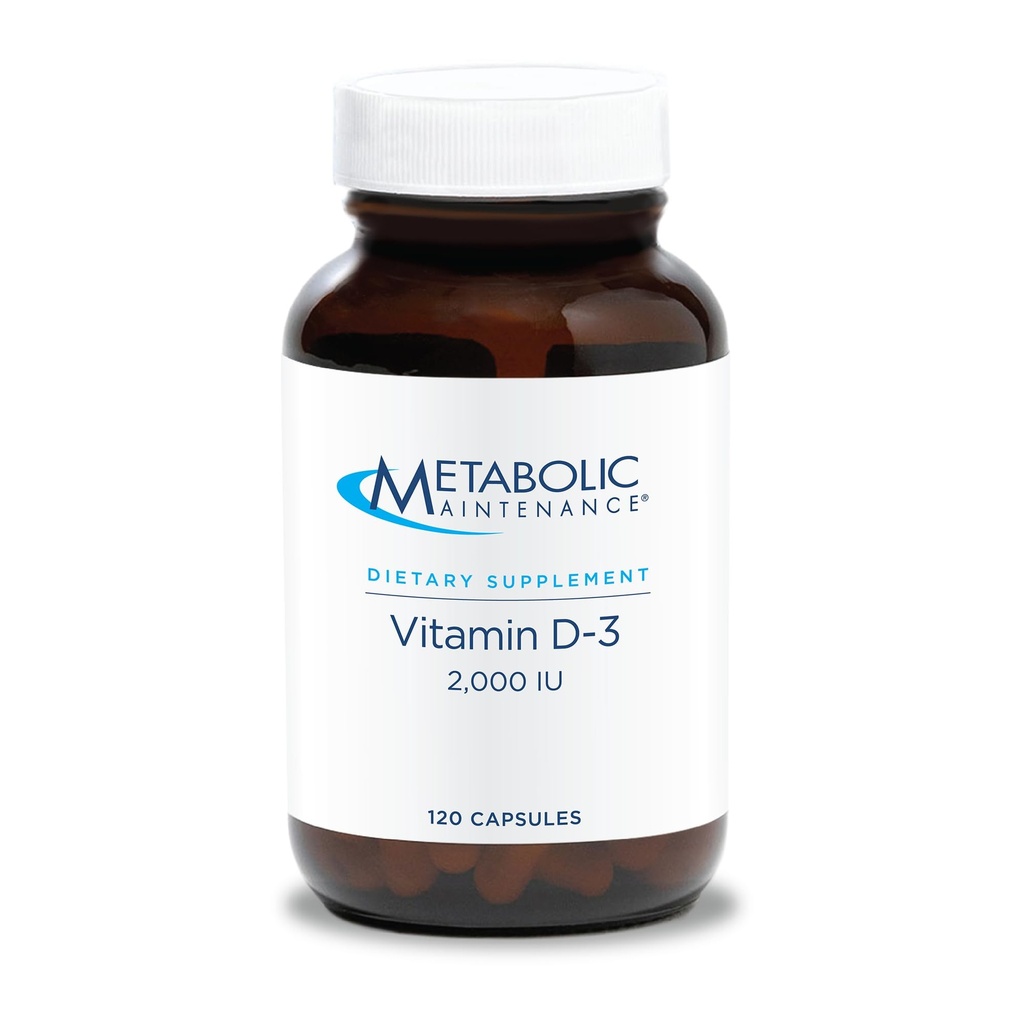 Metabolische Wartung Vitamin D-3 2000 IU - Überlegene Absorption D3 mit Vitamin C - Knochen, Immun, Mood + Herz-Kreislauf-Supplement, keine Füllstoffe (120 Kapseln)