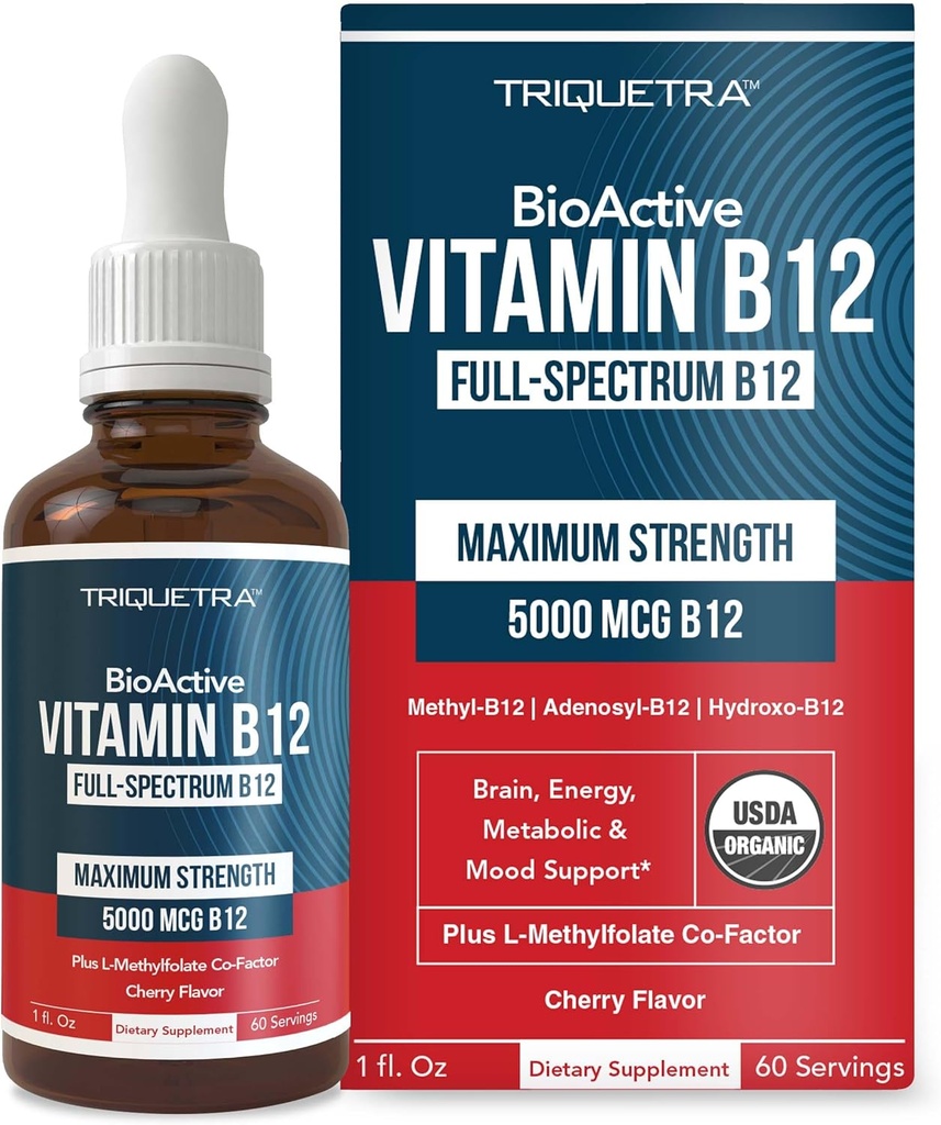 BioActive Vitamin B12 5000 mcg | Enthält 3 BioActive Formen B12 Plus Methylfolate Cofactor - Methyl B12, Adenosyl B12 &amp; Hydroxy B12 | Sublingual Form, Berry Flavor, Organic, Vegan (60 Servietten)