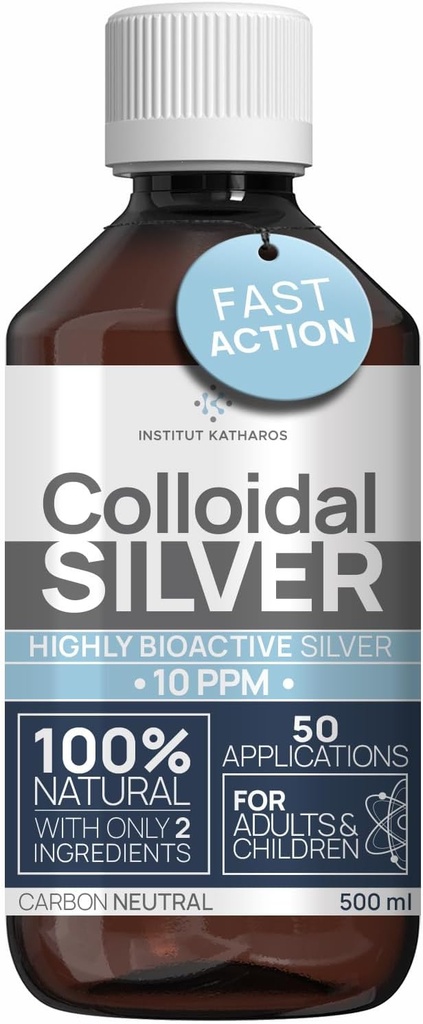 Kolloidale Silberflüssigkeit 8 fl oz 10 PPM - Bioaktives Hydrosol Silber Wasser - Natürliche Immununterstützung Nano Sol Supplement Lösung - Qualität Ionic Minerals - Organische Strukturierte Silber
