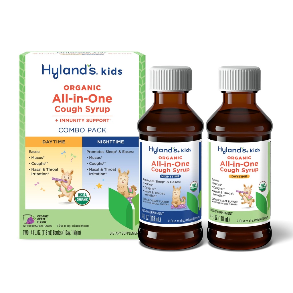 Hyland's Kids Bio All-in-One Cough Sirop Jour & nuit, deux bouteilles de 4 once
