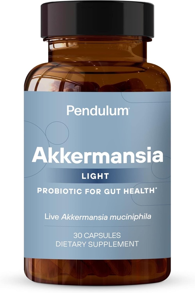 Pendulum Akkermansia Light | Der NUR-Marke mit patentierter Live Akkermansia Muciniphila | Eine probiotische Ergänzung für Frauen und Männer | Unterstützt GLP-1, verbessert die Gutgesundheit, Prebiotic Fiber (30 Kapseln)