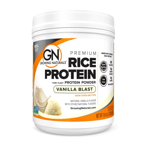 Protéines de riz biologique en poudre - 15g Protéines végétales, 2,8G BCAA - Low-Carb, Low-Sugar, Non-OGM - Vanilla Blast, 16.4 Ounce (paquet de 1)