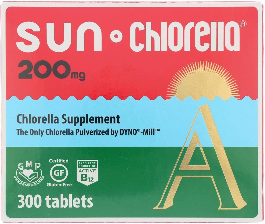 SUN CHLORELLA - Chlorella Ergänzung, Vitamin-angereichert und vegan-Friendly Tabletten (200 Mg - 300 ct)