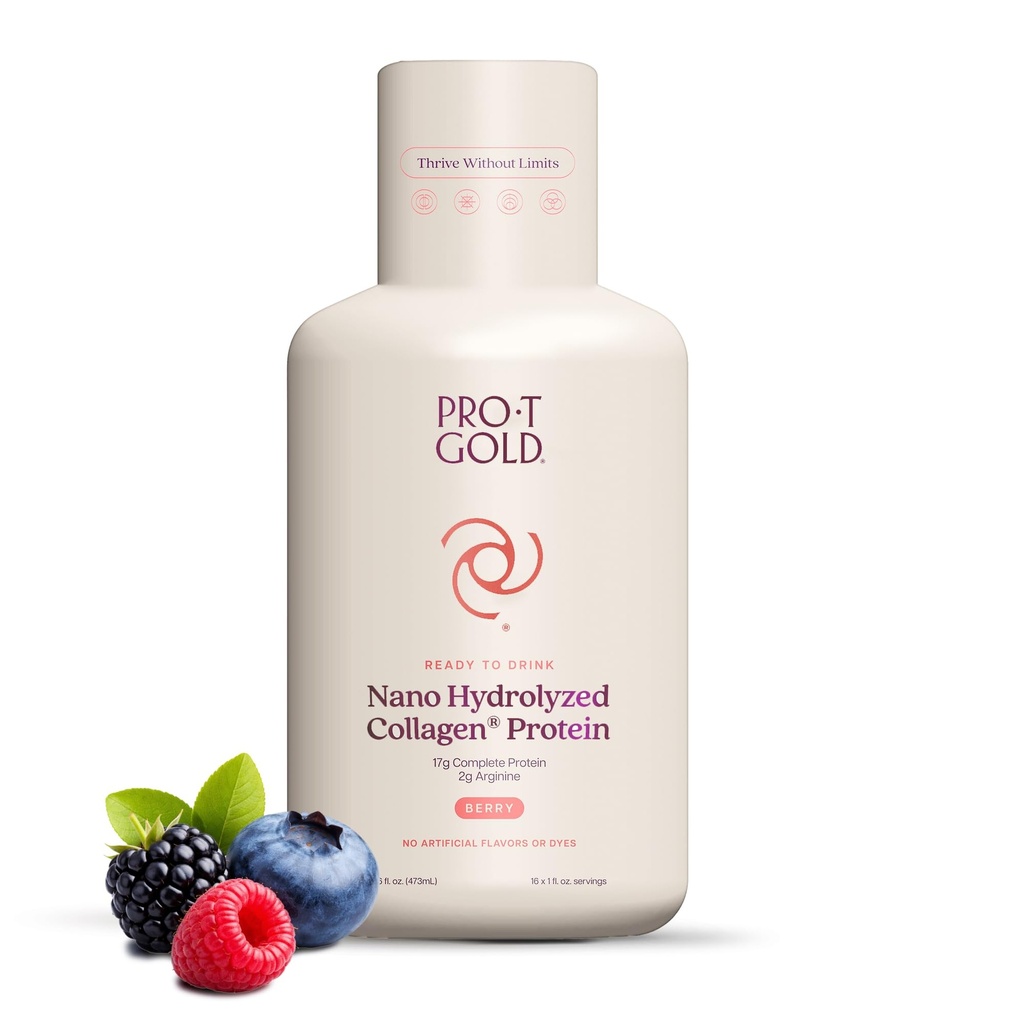 ProT GOLD Berry Sans sucre Protéines liquides Shot - 16oz Anti Vieillissement. Prouvé pour stimuler l'immunité. Formula Trusted by 4 000+ Installations médicales pour une nutrition complète des protéines et une guérison plus rapide 2X éprouvée