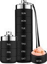 Mossime Metal Pill Organizer Weekly, Stackable Waterproof Travel Pill Box, grand conteneur en alliage d'aluminium, BPA gratuit 7 jours de médecine quotidienne Organisateur pour la vitamine, huile de poisson, supplément