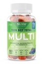 SUKU Garçon Multivitamine Gummies – Vitamines A, B12, C, D3, E, Zinc & Biotine – Supplément végétarien sans sucre pour l'énergie, la croissance, l'immuno-sanitaire et la santé des os – Saveur de raisin – 60 Nombre