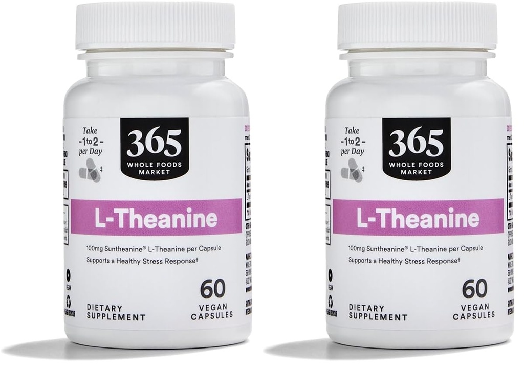 Marché des aliments entiers, L-Theanine 100mg, 60 ct (paquet de 2)