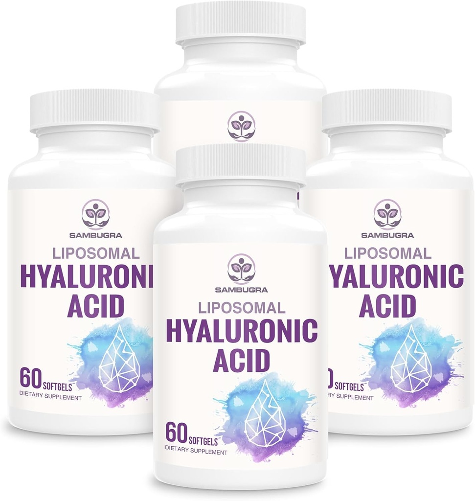 Liposomale Hyaluronsäure 1000mg, hohe BioverfügbarkeitHyaluronsäurekapseln, Nahrungsergänzungsunterstützung Haut und Knochen, 240 Kapseln (Pack von 4)