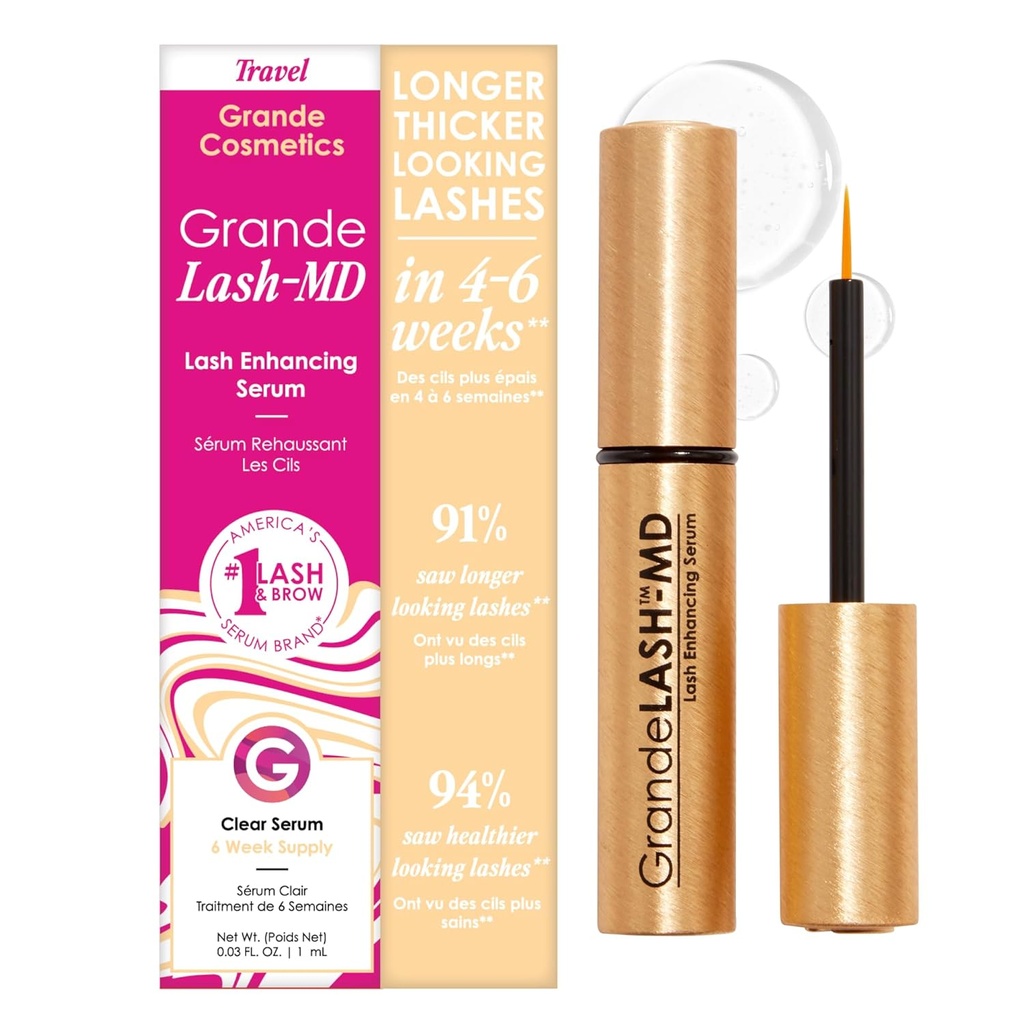Grande Cosmetics GrandeLASH-MD Lash Enhancing Serum - Peptide et formule infusée de vitamine pour des cils plus longs, plus épais et plus complets - Ophtalmologiste testé, sans cruauté