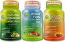 Immune quotidienne, antioxydant et de soutien énergétique – Glutathion liposomique 500mg avec des aliments entiers + vitamine liposomique C 1100mg Gel liquide + Vegan aliments entiers Multivitamine sans fer