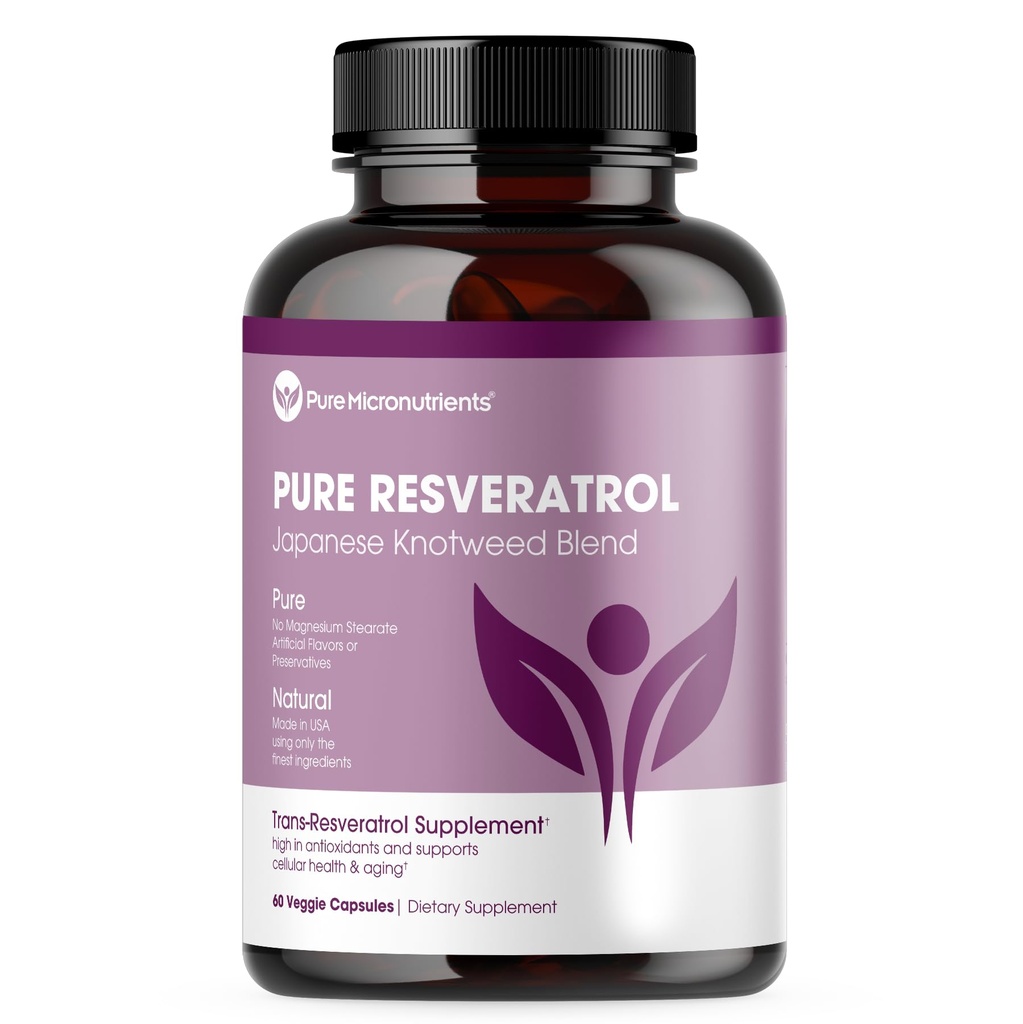 Pure Resveratrol Ergänzung - Extra Stärke 600mg Trans-Resveratrol Pro Serve - für Herz, kognitive, Immun-Gesundheitsunterstützung – Gesäubert & Bioverfügbar - 60 Vegan Caps