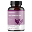 Supplément de resvératrol pur - Extra Strength 600mg Trans-Resvératrol par service - pour le soutien de santé cardiaque, cognitive et immunitaire – Purifié et biodisponible - 60 capsules véganes